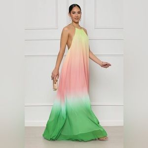 Sunset Hues Halter Top Maxi Dress